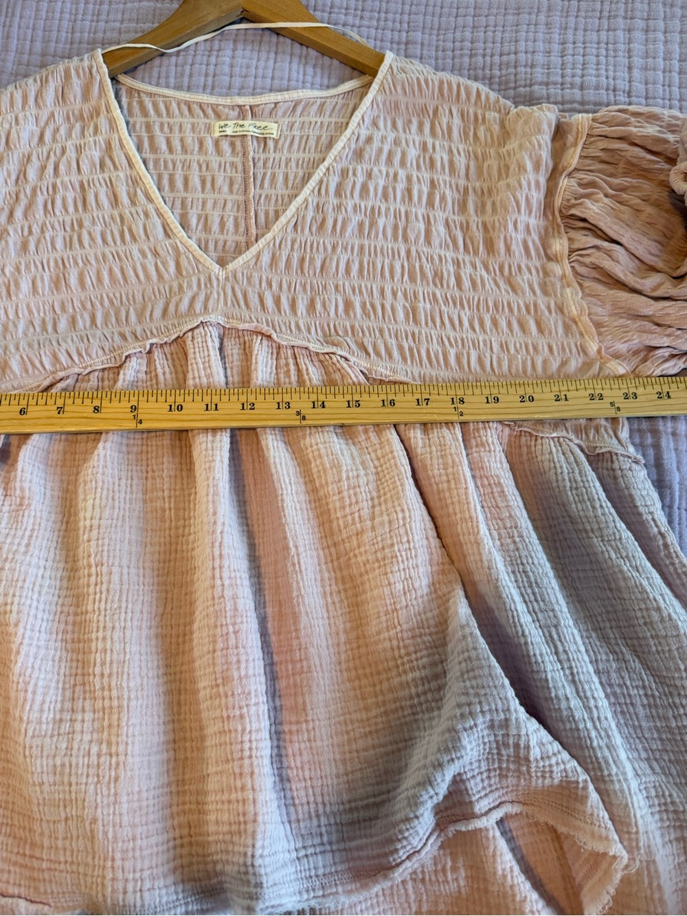 Free People We The Free Flower Power Top Pink Mauve Gauze Oversized Sz S - Picture 10 of 11